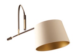 Extra Long cantilevered Swing Arm wall sconce with Silk Shade