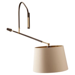 Extra Long cantilevered Swing Arm wall sconce with Silk Shade