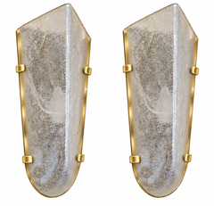 The Murano Glass Ice Sconce in Clear Cristallo with Polished Brass back plate