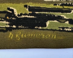 Mid-Century Screen-Printed Wool Tapestry "Samouraï" by René Fumeron, circa 1960