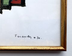 Abstract Watercolor Composition on Paper, Signed by Robert de Feraudy, 1970