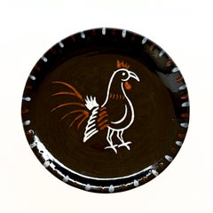 Set di cinque piatti da parete “Atelier Cérenne Vallauris Rooster” di André Marc, 1955 circa