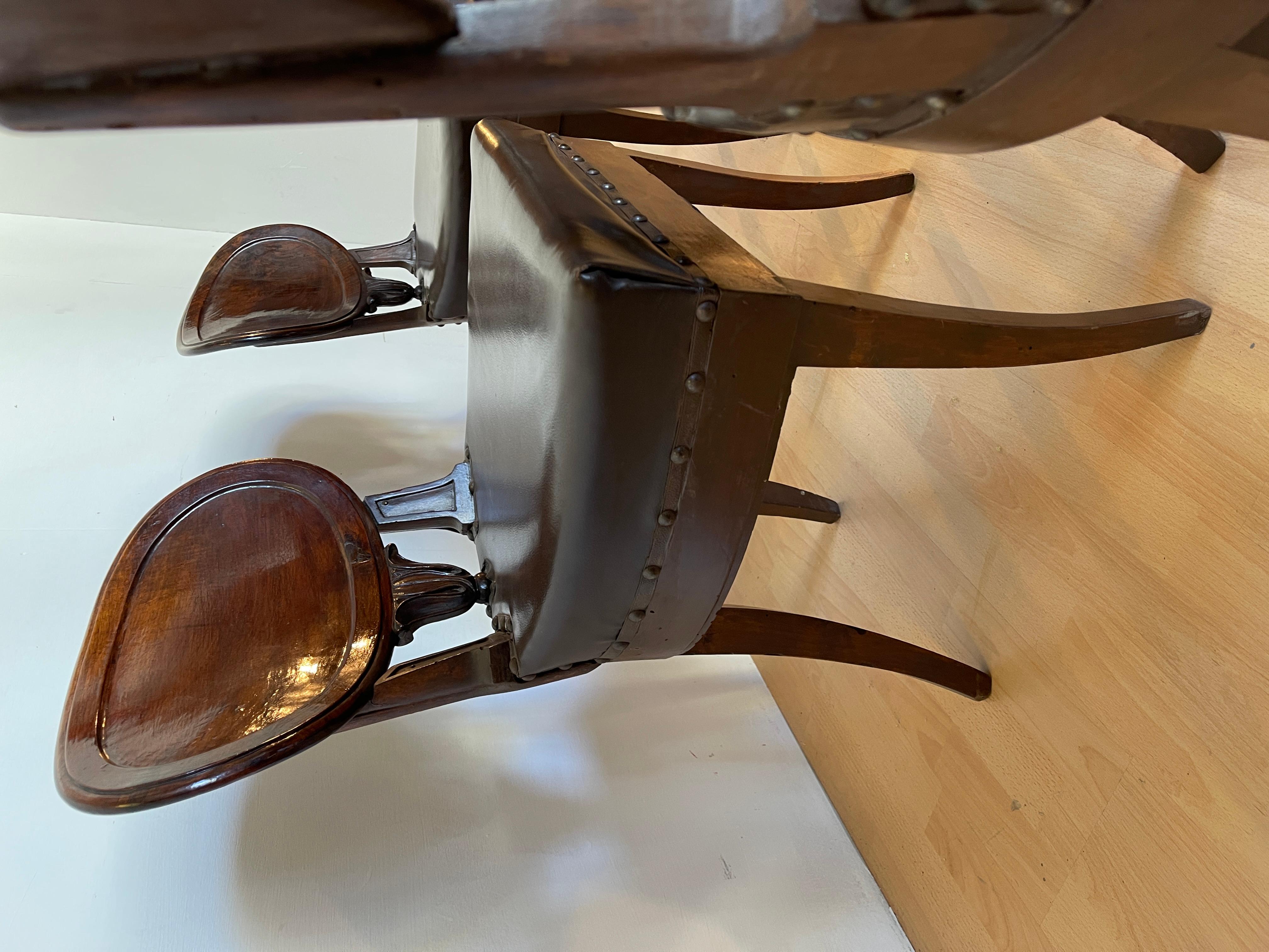 Set di 4 sedie stile rustico natural en legno e pelle degli anni '30 in vendita 6