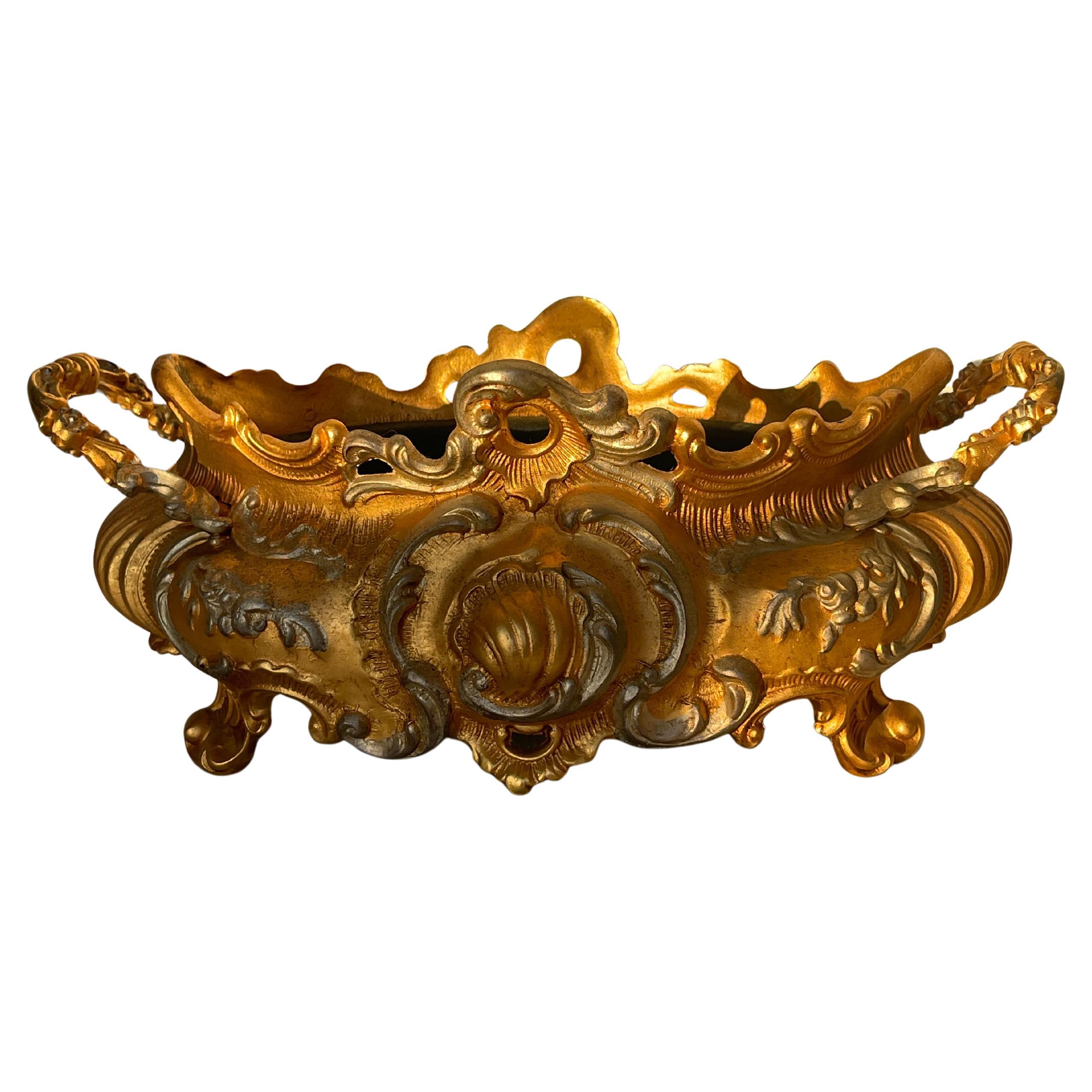 Portafiori italiano d'epoca in bronzo e metallo anni '80