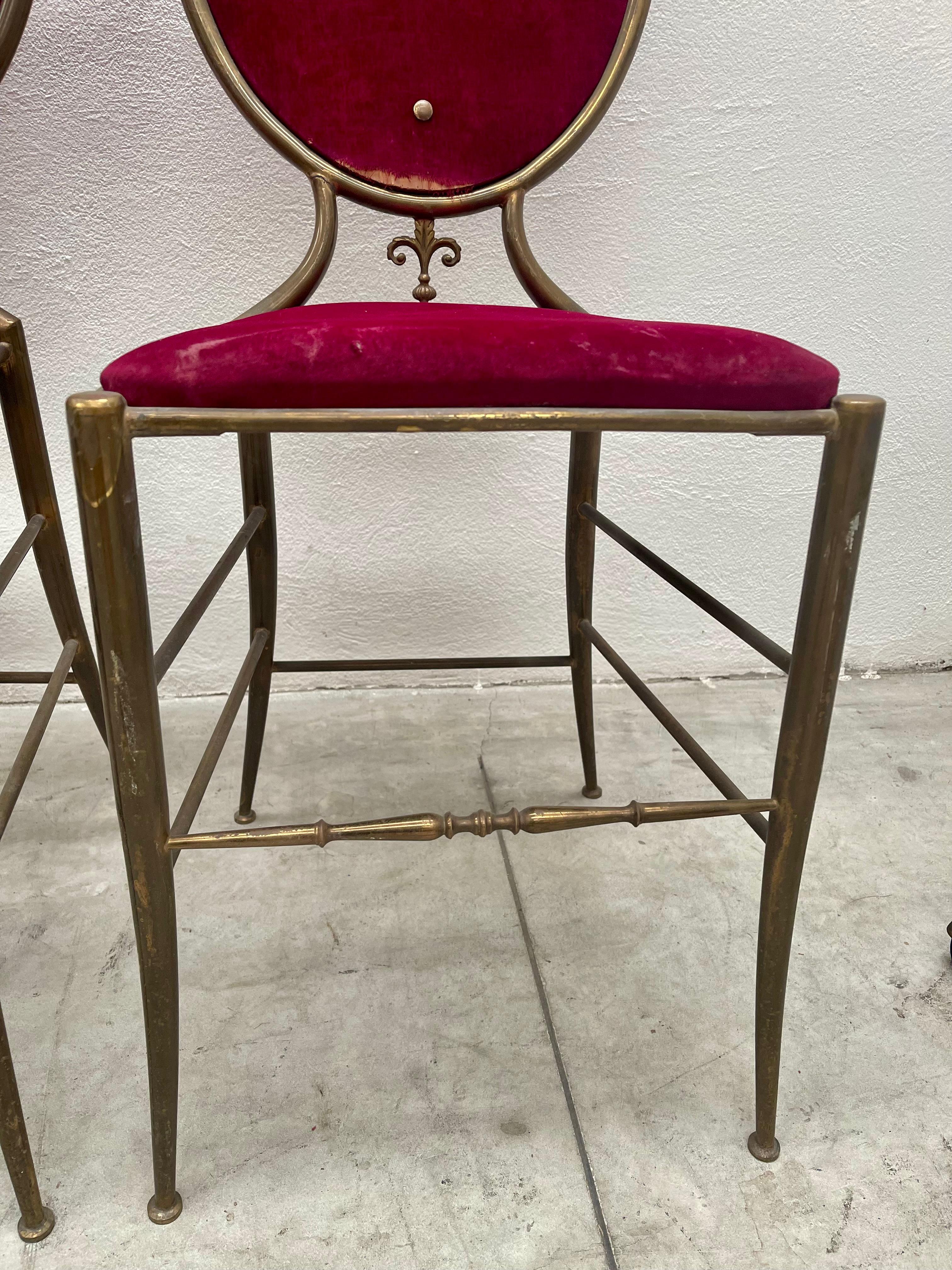 Set di 4 sedie antiche in ottone chivari in stile classico lago di como anni '40 im Angebot 1