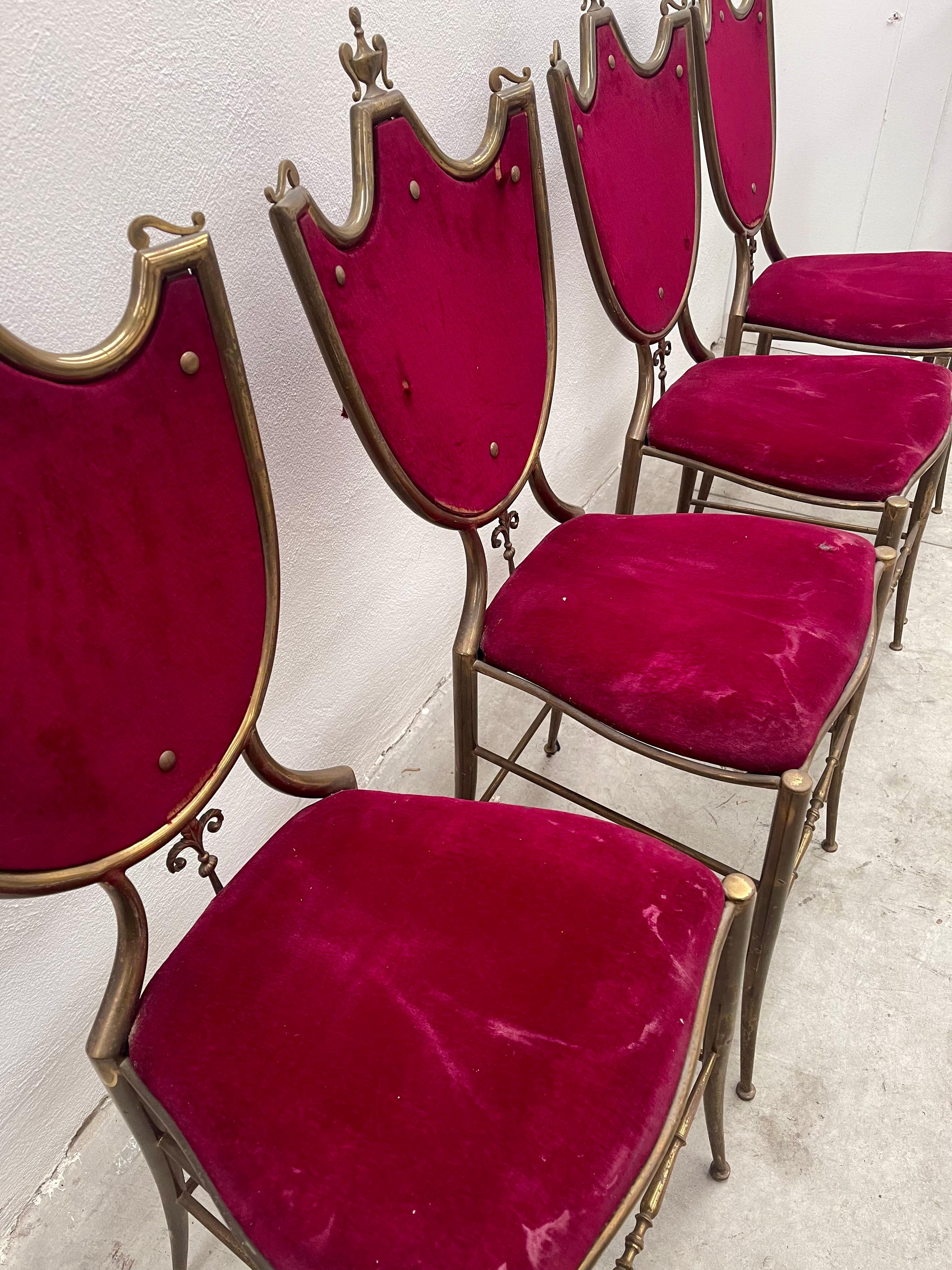 Set di 4 sedie antiche in ottone chivari in stile classico lago di como anni '40 im Angebot 3