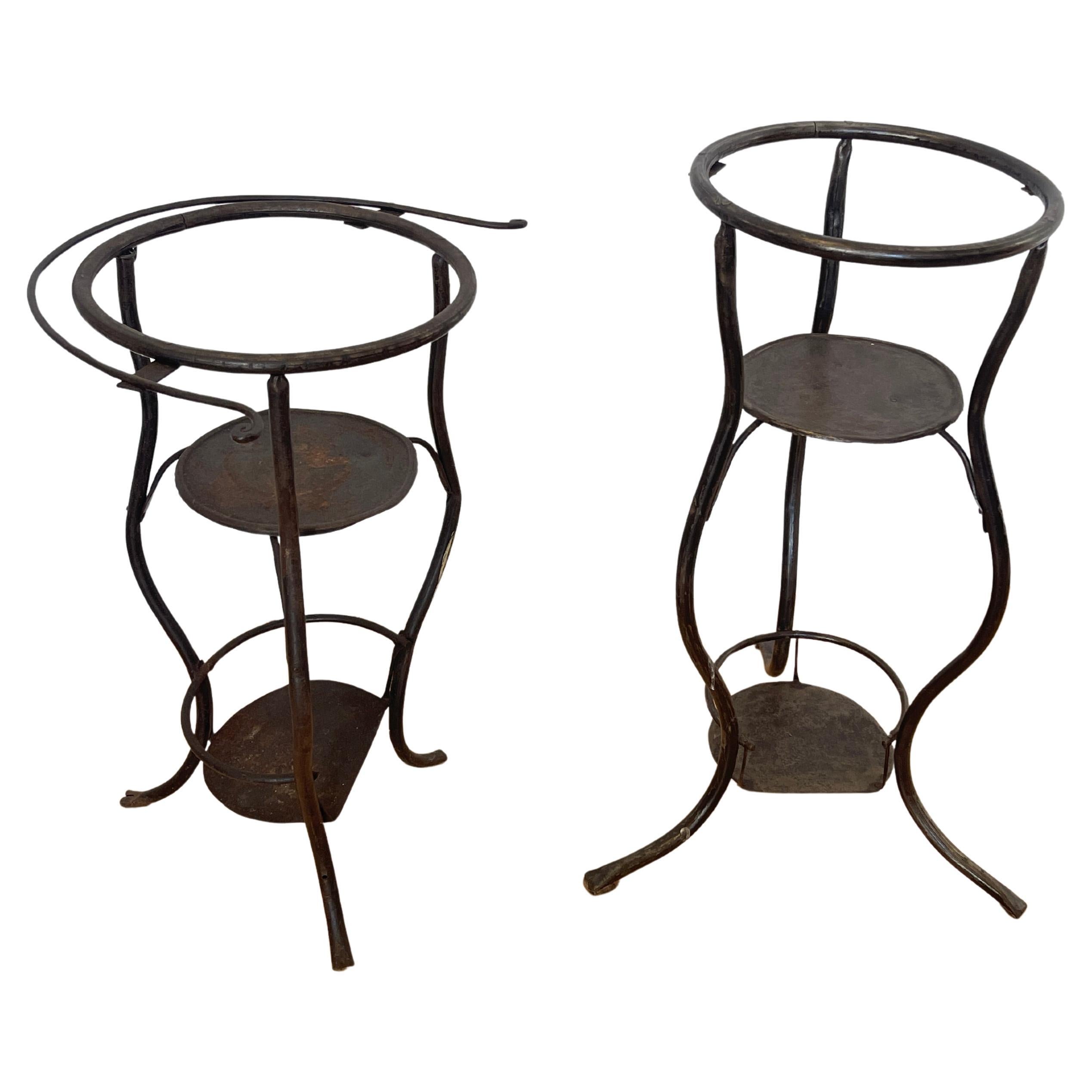 Wrought Iron Flower Bases Set - Vintage Design For Sale