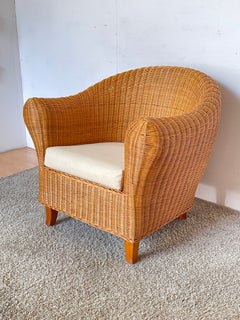 Magnifique fauteuil vintage en rotin/osier tressé, lac de Côme, années 90