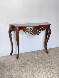 Vintage Wooden Console Table – Elegant Decorative Carvings, Louis XV Style