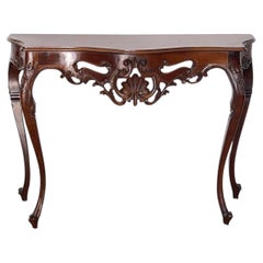 Vintage Wooden Console Table – Elegant Decorative Carvings, Louis XV Style