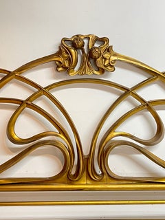 Magnifique lit double en laiton massif, style Art nouveau, années 60