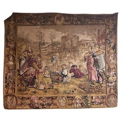 Large French Tapestry “Hiver” – 18th-Century Winter Scene