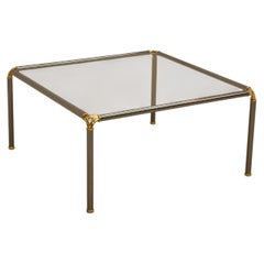 Italienischer Couchtisch, Vintage-Stück aus Rauchglas, Metall und Messing, 70er Jahre