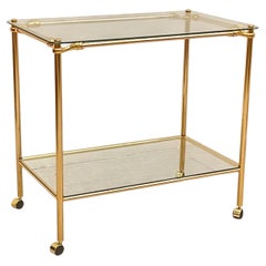 Prestigious Hollywood Regency Bar Cart in Gilded Brass and Glass – 1980s