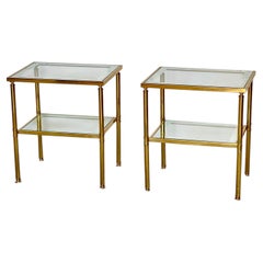 An elegant pair of vintage side tables made of brass and glass, from the 1970s