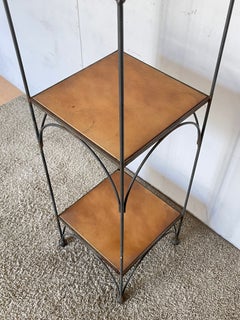 Vintage wrought-iron étagère with two ceramic shelves, from the 1970s