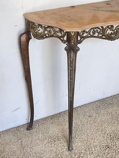 Console avec miroir en bronze, marbre et verre, « Regina d’Oro », années 70