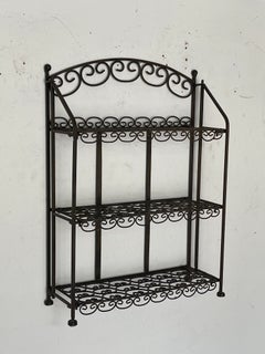 Stunning vintage wrought-iron shelf with 3 shelves, “Arabesco,” from the 1970s
