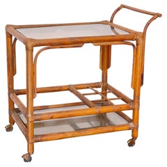 Bar cart, handmade from bamboo and glass, “Vintage Chic,” 1960s