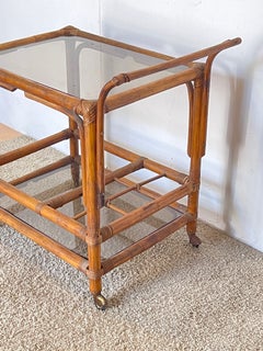 Bar cart, handmade from bamboo and glass, “Vintage Chic,” 1960s