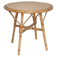 Stunning round bamboo and rattan coffee table, “Riviera,” from the 1960s