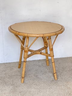 Stunning round bamboo and rattan coffee table, “Riviera,” from the 1960s