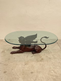 "The Great Sphinx of Giza" glass and bronze coffee table, 1950s