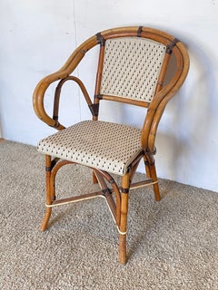 plendida poltrona in bambù e midollino intrecciato, anni '70
