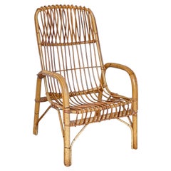 Espléndido sillón vintage de bambú natural, «Grand Tour», de los años 60