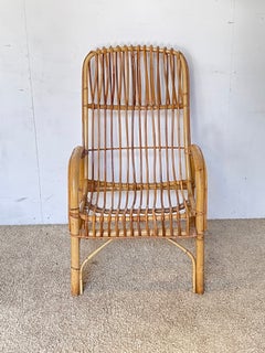 Espléndido sillón vintage de bambú natural, «Grand Tour», de los años 60