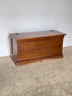 Elegant vintage walnut-colored wooden trunk, “NOCE D’ÉPOQUE,” 1950s