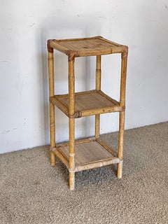 Vintage bamboo and rattan nightstand with 3 shelves, "La Petite Étagère," 1970s