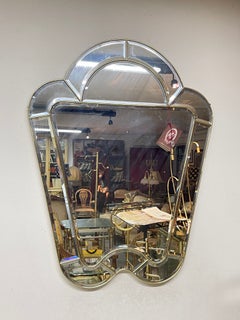 Bellissimo specchio in ottone e vetro, di design in stile "Isabella", anni '70