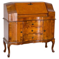 Fantastic folding wooden desk with inlays, “L’Héritage d’Ambre,” 1940s