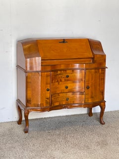 Fantastic folding wooden desk with inlays, “L’Héritage d’Ambre,” 1940s