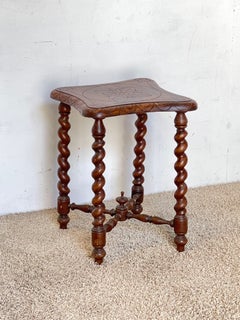 Magnifique tabouret en bois massif tourné, « La Spirale d’Ambra », années 50