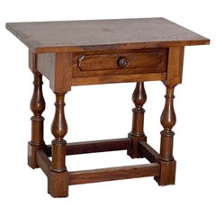 Antique solid wood side table with a drawer, "Nobile Essenza," 1970s