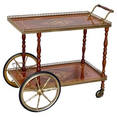 Elegante carrello portavivande in legno e ottone, "ROYAL ÉLÉGANCE", anni '60