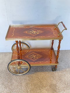 Elegante carrello portavivande in legno e ottone, "ROYAL ÉLÉGANCE", anni '60