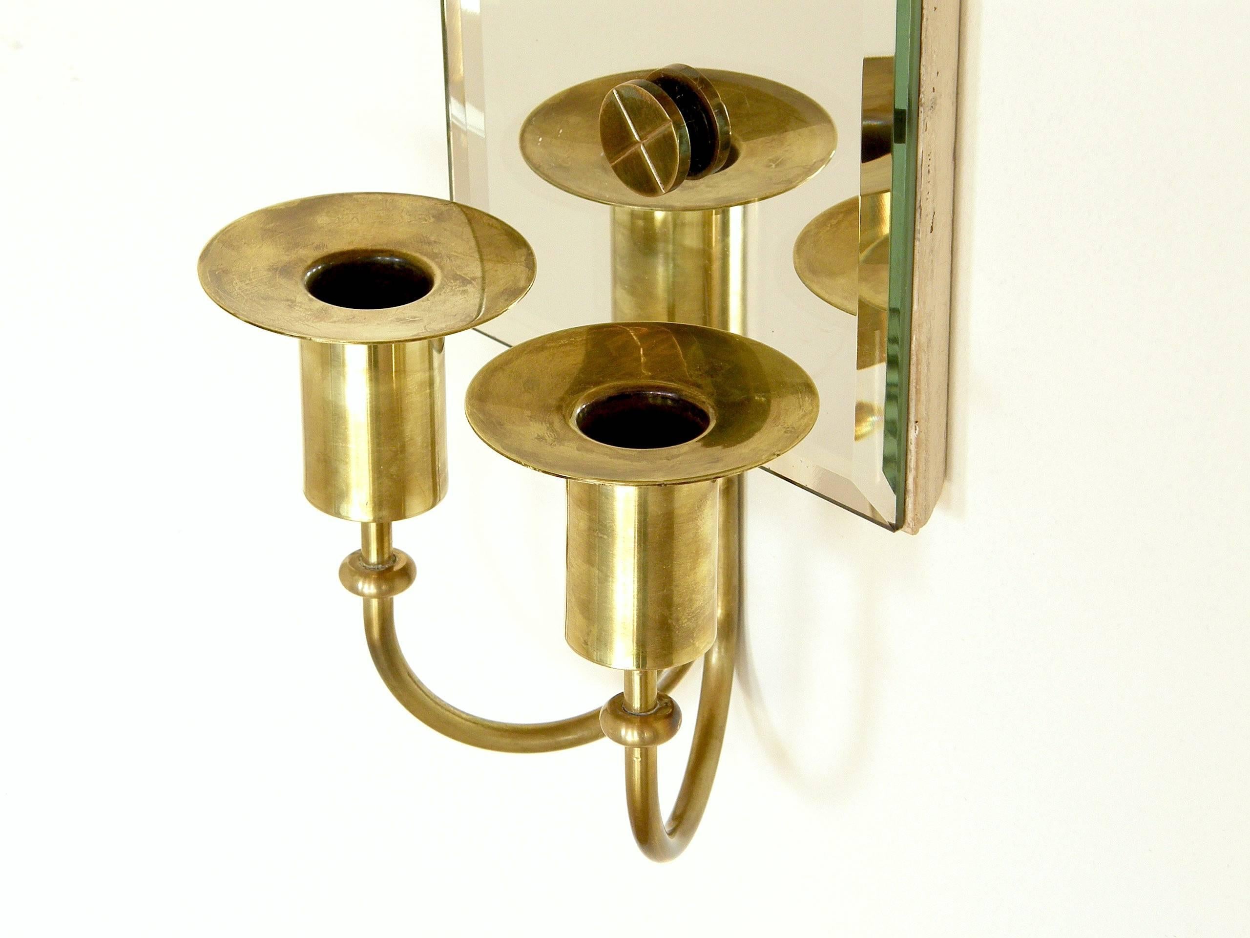 American Tommi Parzinger Mirrored Candle Sconces