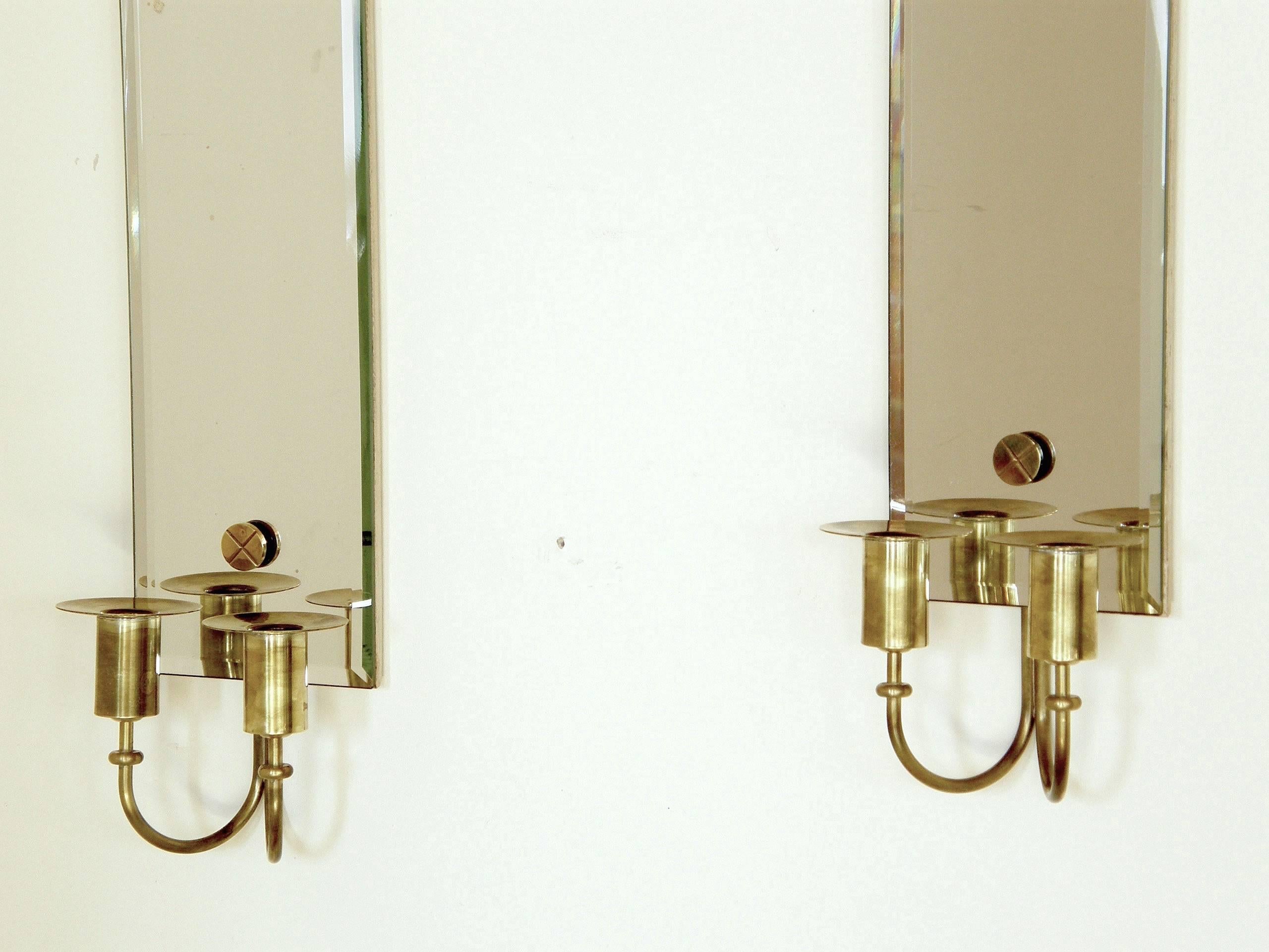 Mid-Century Modern Tommi Parzinger Mirrored Candle Sconces