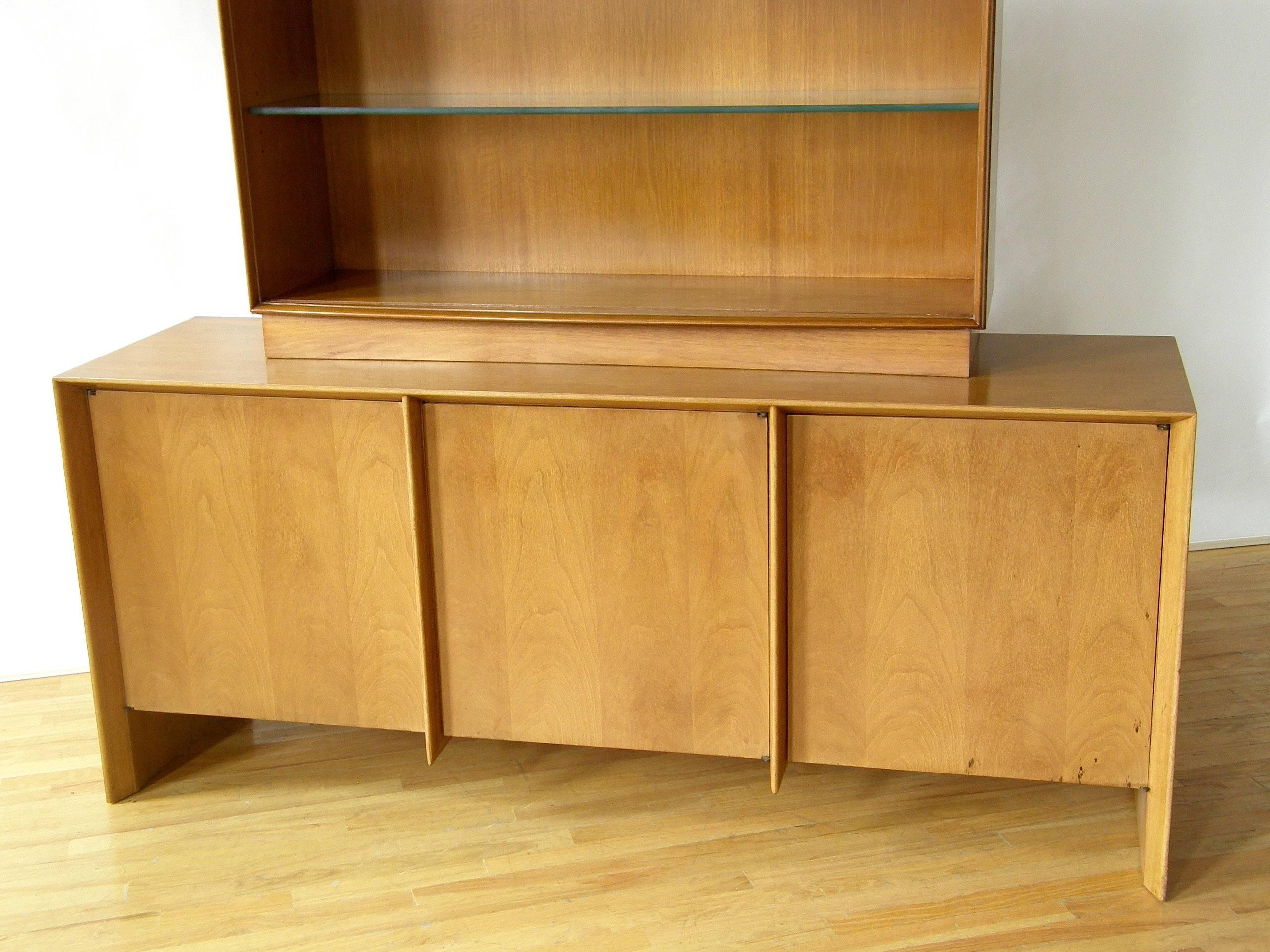 Mid-20th Century T. H. Robsjohn-Gibbings Buffet Sideboard with China Cabinet Display Top