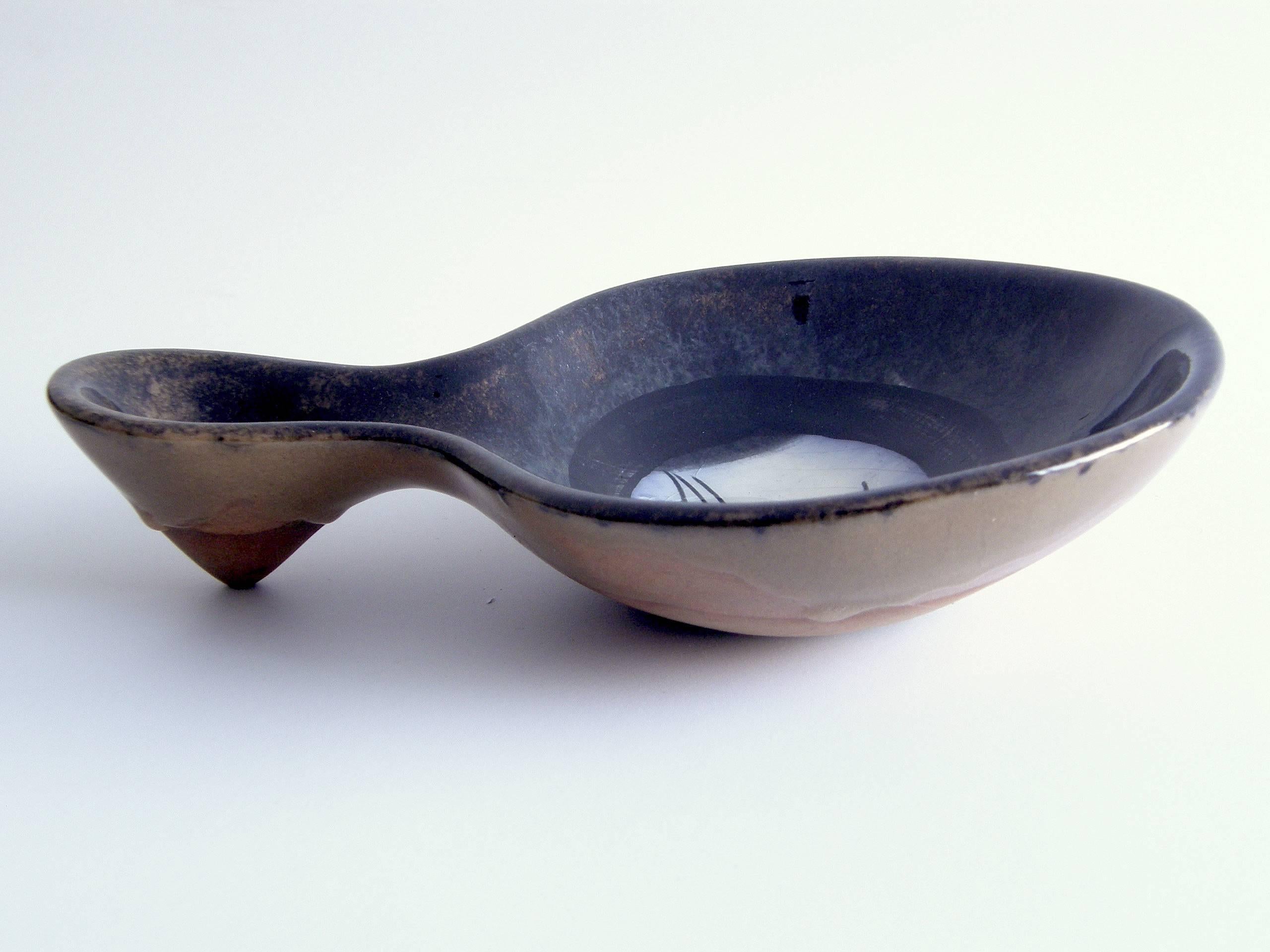 Glazed  Edmund Ronaky Ceramic Bowl Dish Hand painted Under Glaze California Potter  For Sale