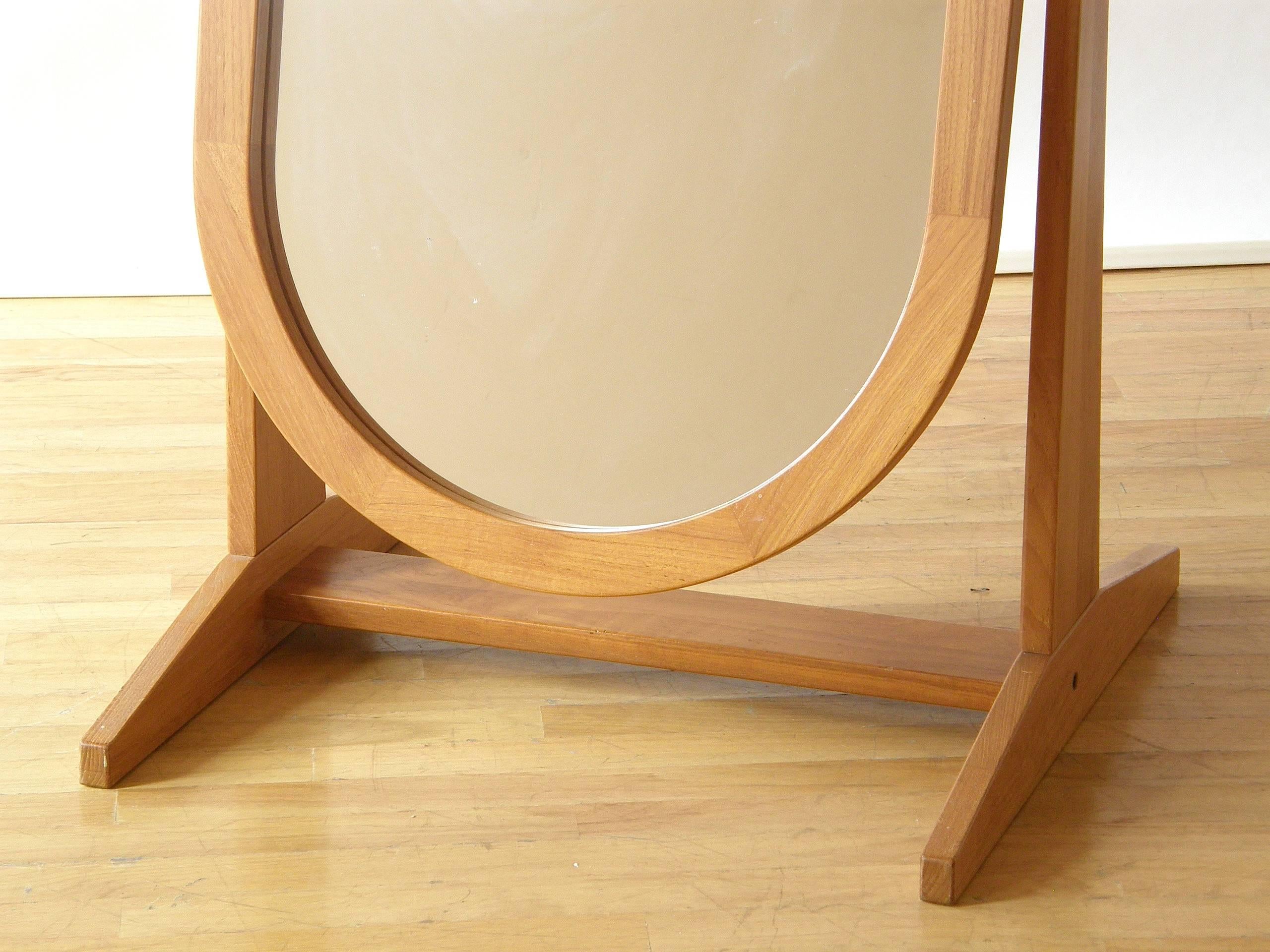 Danish Pedersen & Hansen Teak Cheval Floor Mirror with Adjustable Position