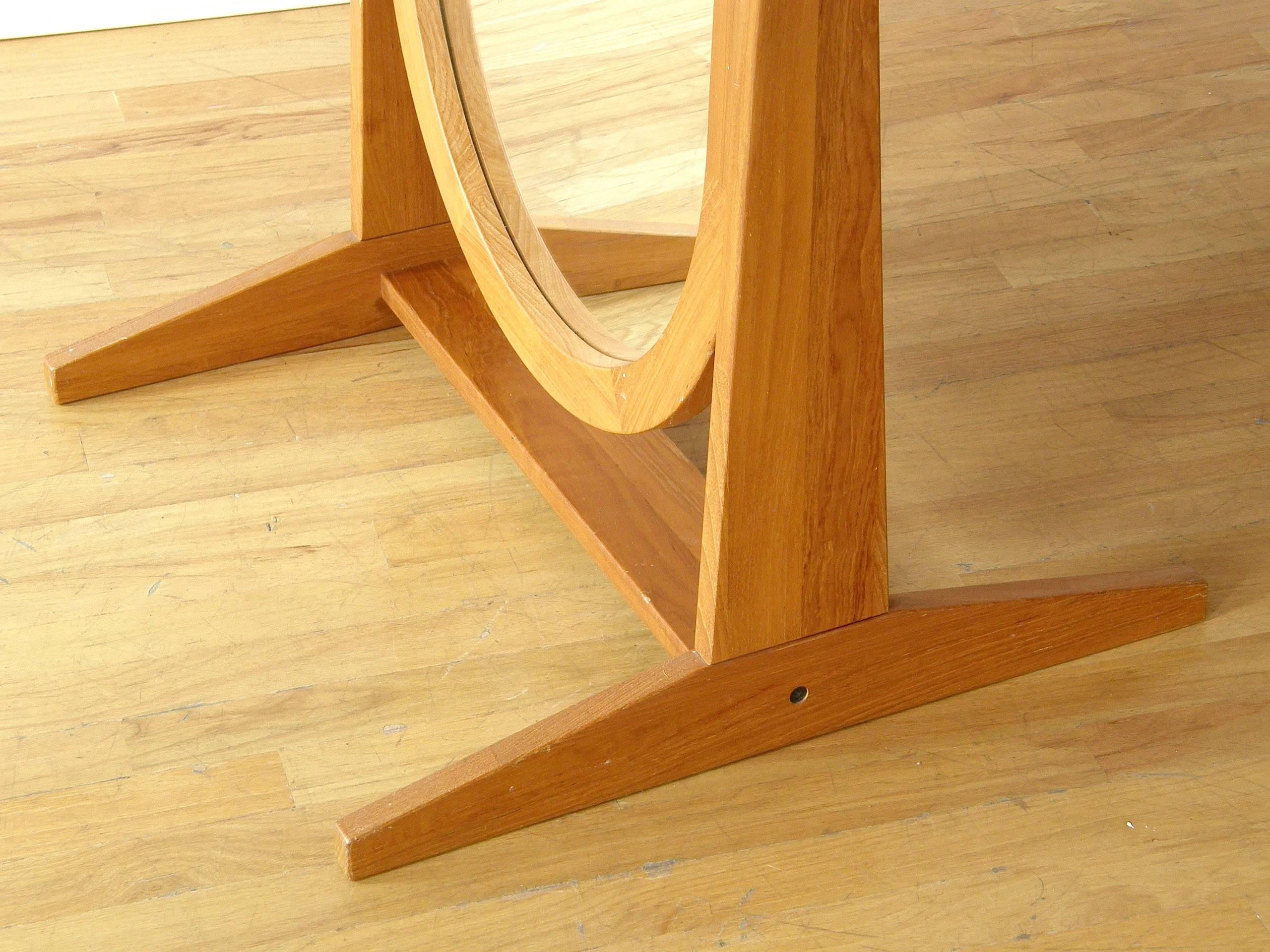 Scandinavian Modern Pedersen & Hansen Teak Cheval Floor Mirror with Adjustable Position