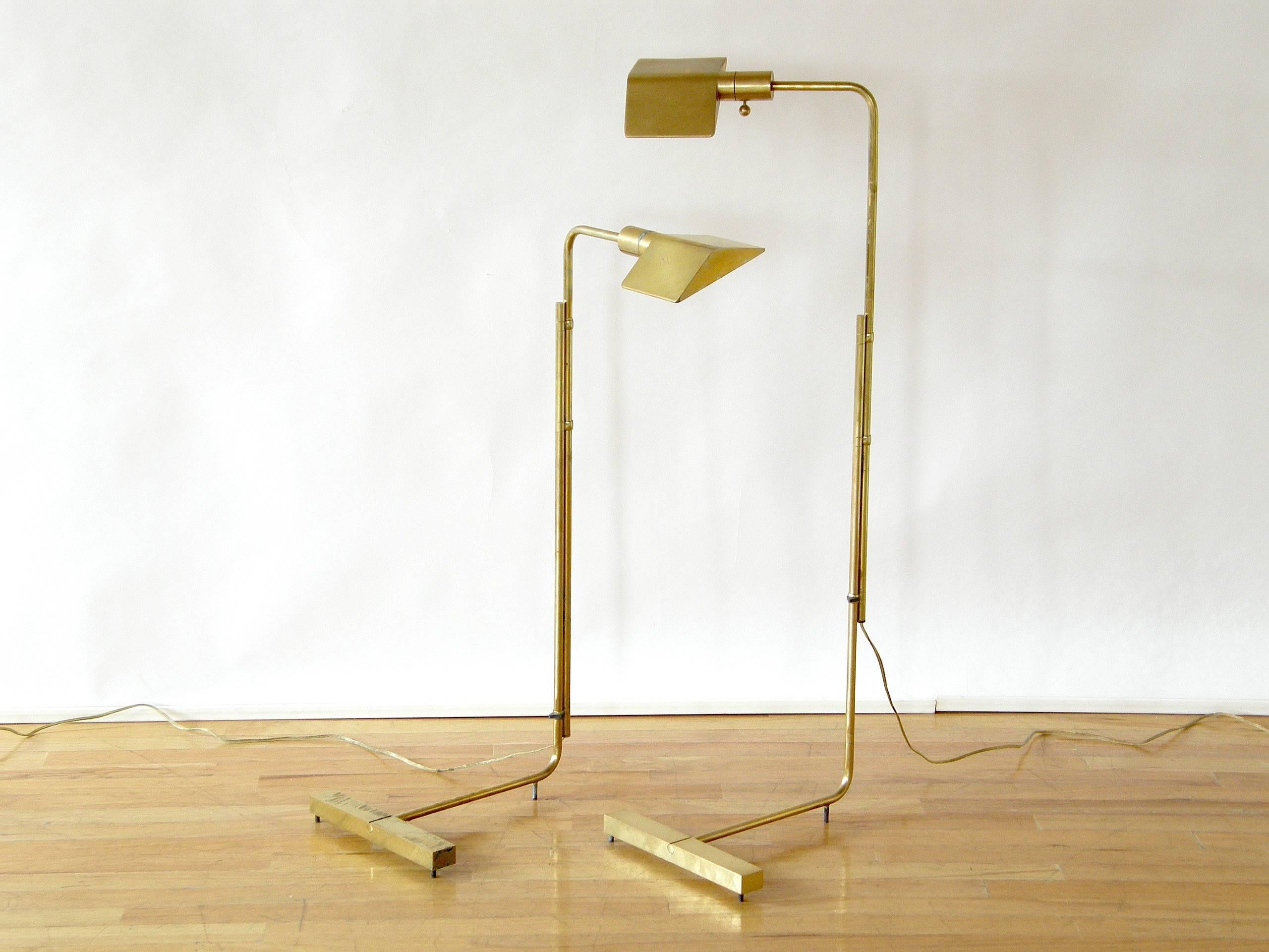 Classic, Minimalist lamp design by Cedric Hartman with an elegant simplicity. The base heights adjust, the stems swivel and the shades pivot to direct the light. The height given below is the maximum height. It can be adjusted to a low of 32.5