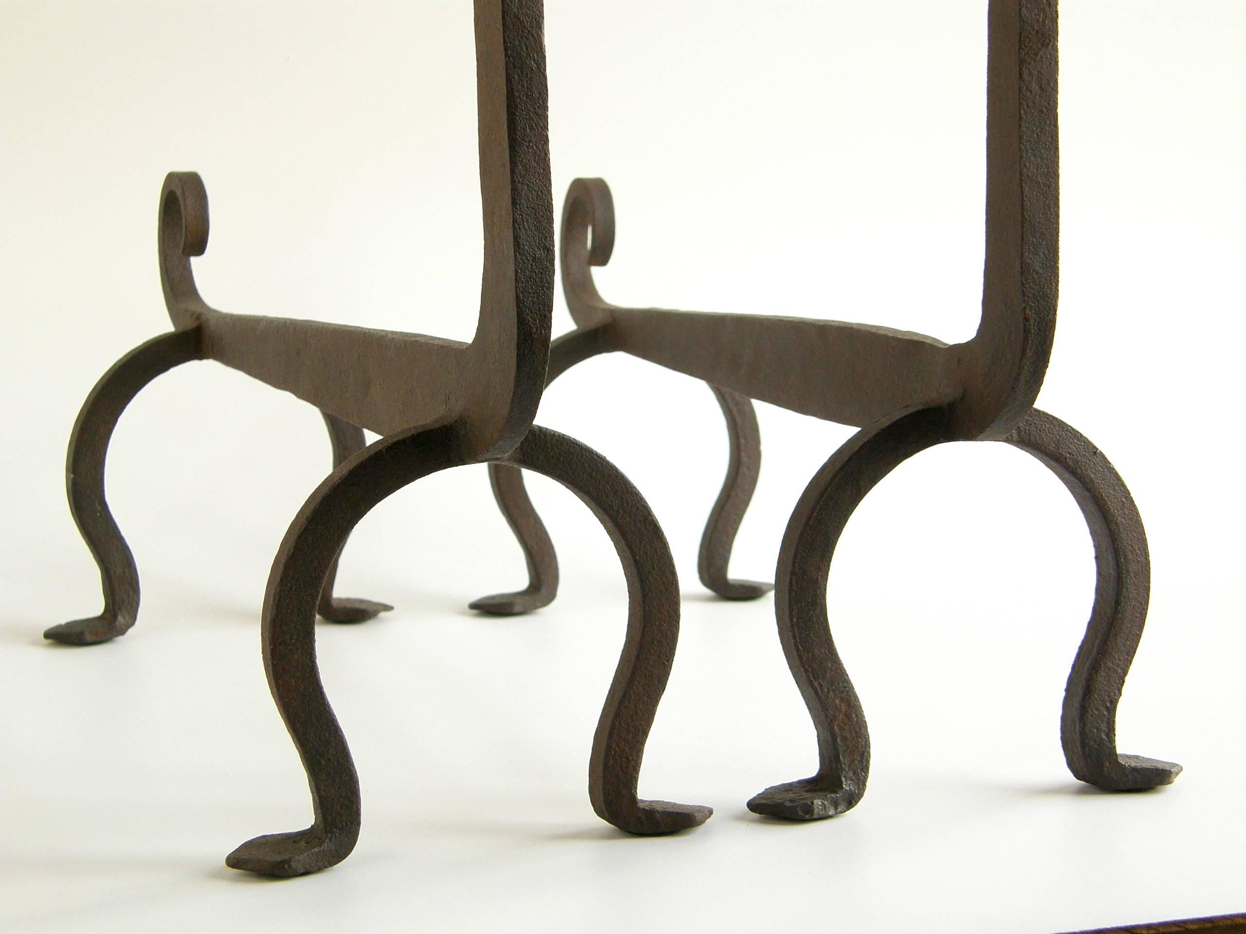 Figural Wrought Iron Fire Dog Andirons 2