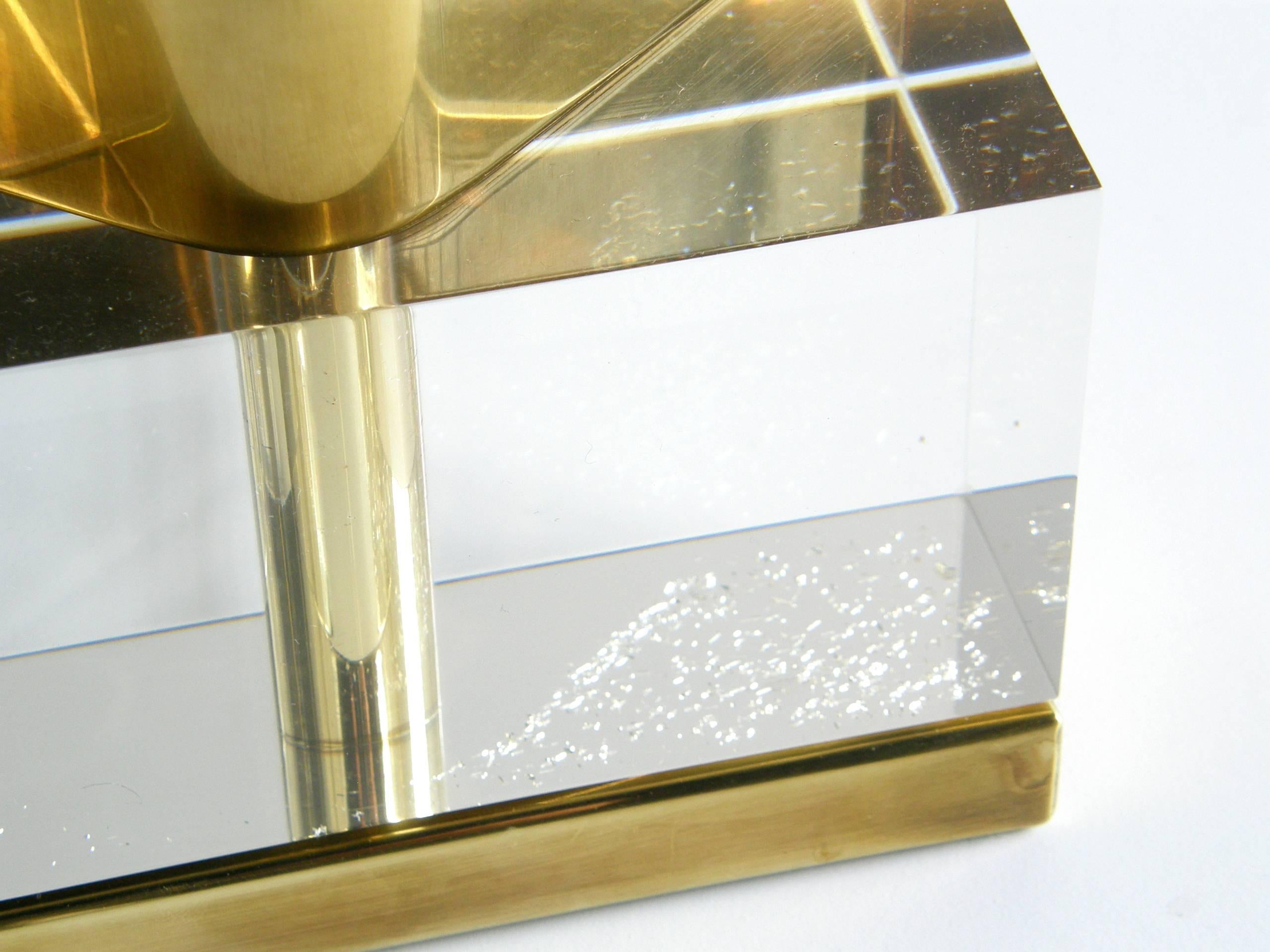 Late 20th Century Chapman Lucite and Brass Reflector Lamp