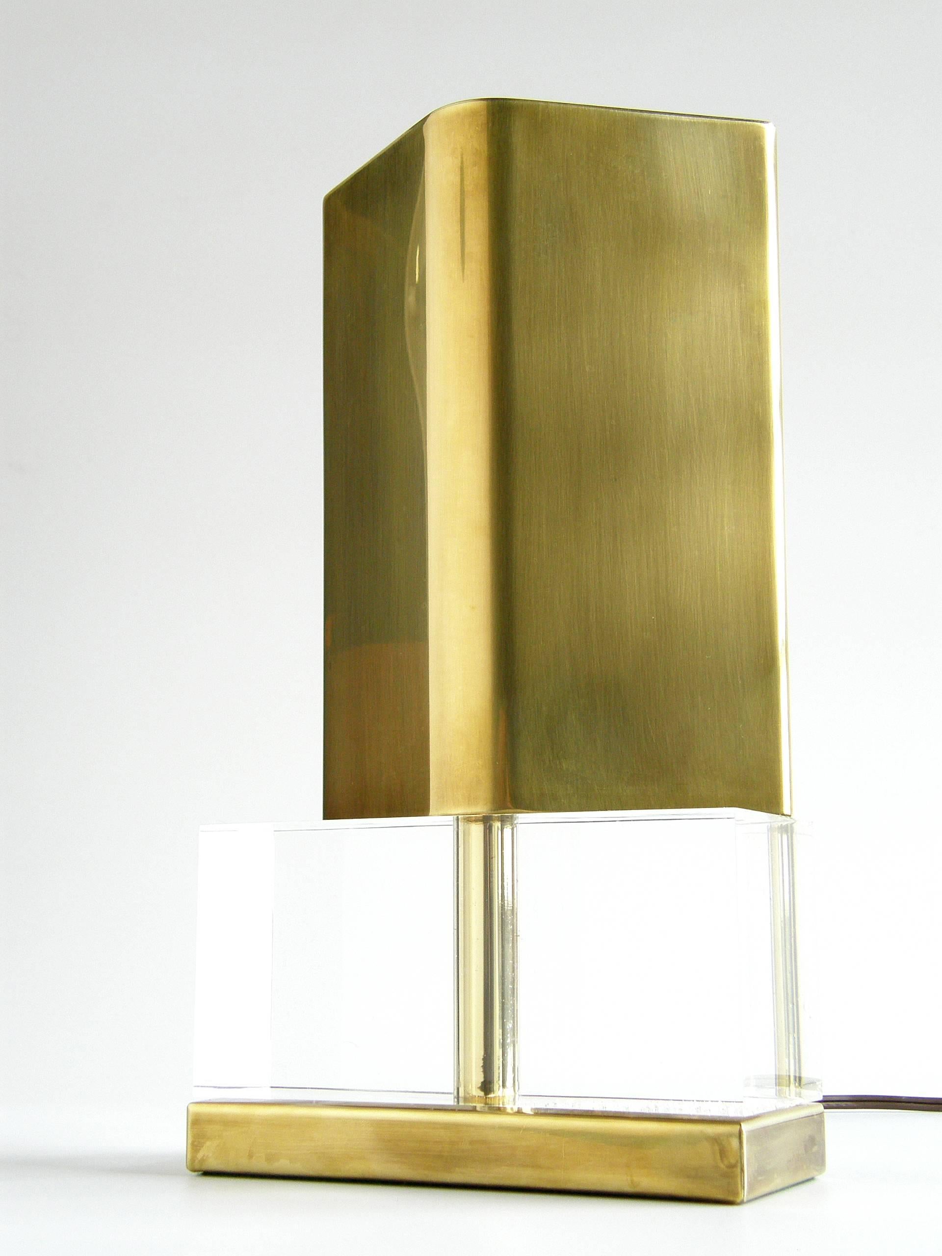 American Chapman Lucite and Brass Reflector Lamp