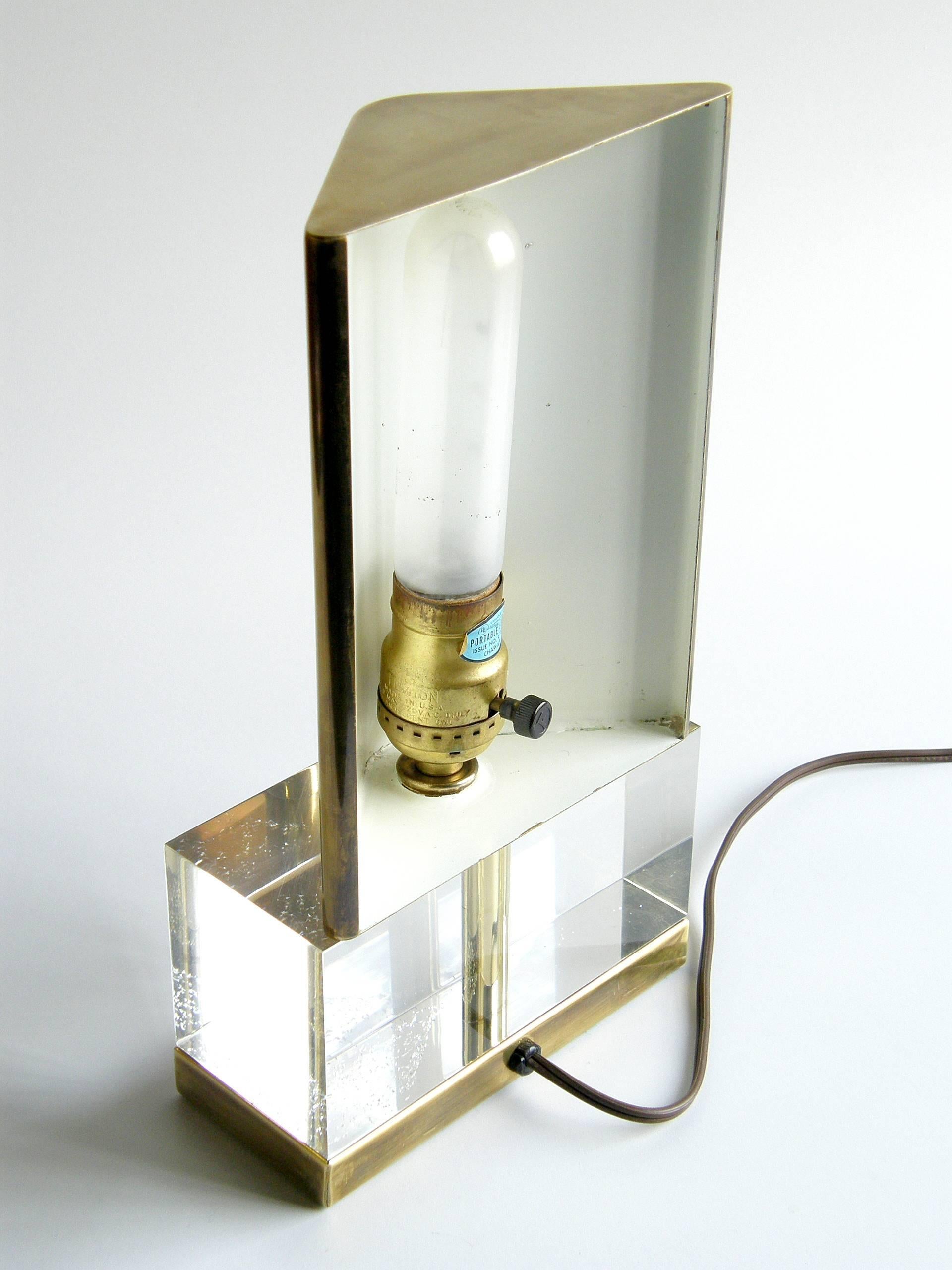 Chapman Lucite and Brass Reflector Lamp 1